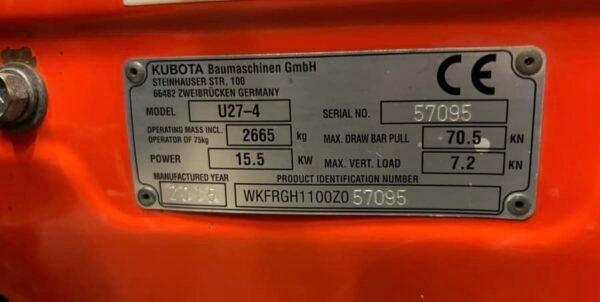 Mini pelle Kubota U27-4 avec Tiltrotator – Image 4